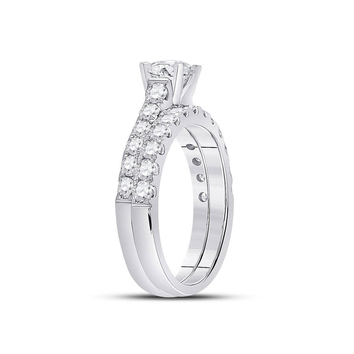 2.00 Carat (Color G-HI1-I2) Diamond Engagement Ring and Wedding Band Set in 14K White Gold Image 4
