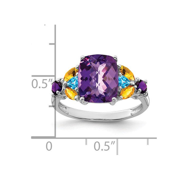 3.00 Carat (ctw) Amethyst Citrine and Blue Topaz Ring in Sterling Silver Image 3