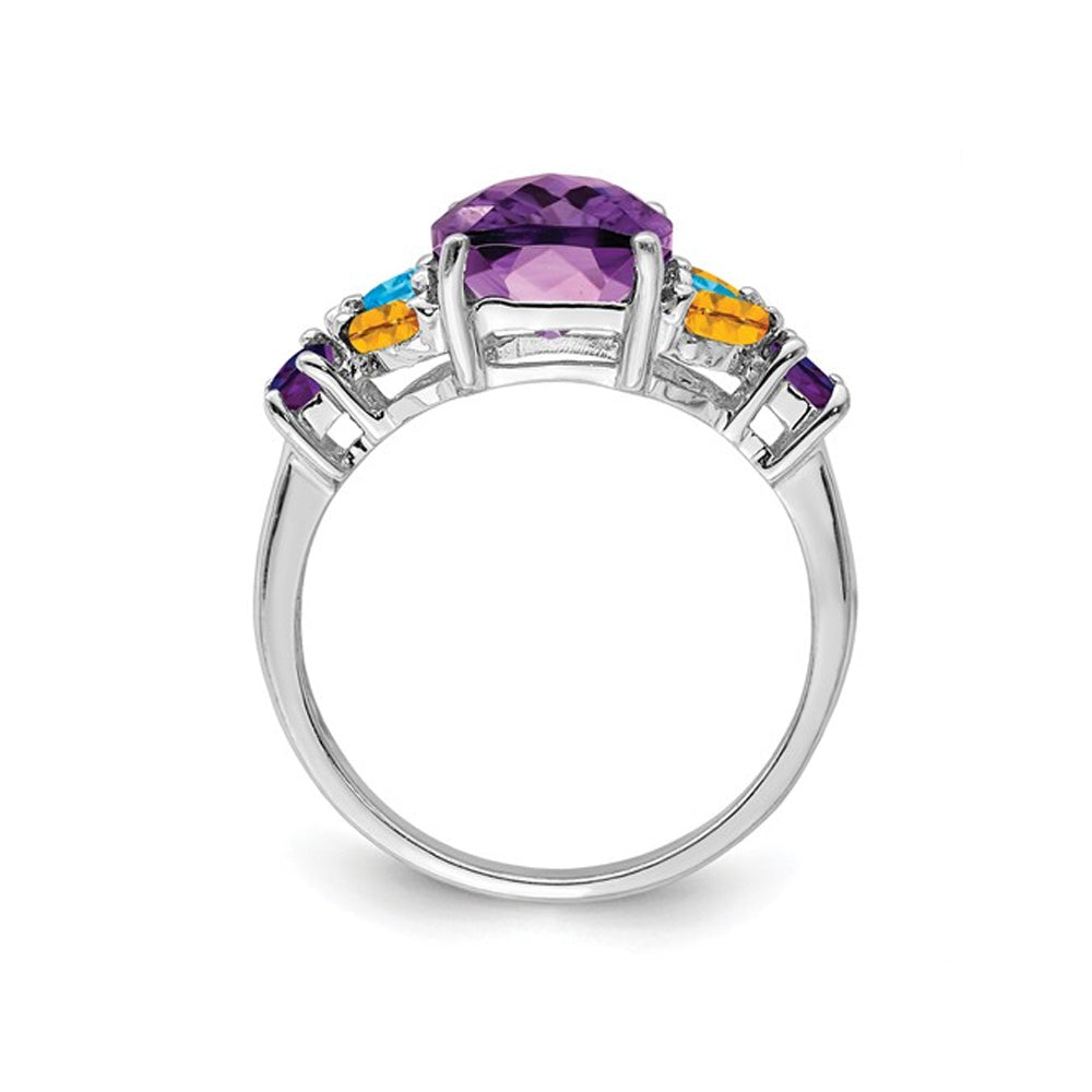 3.00 Carat (ctw) Amethyst Citrine and Blue Topaz Ring in Sterling Silver Image 4