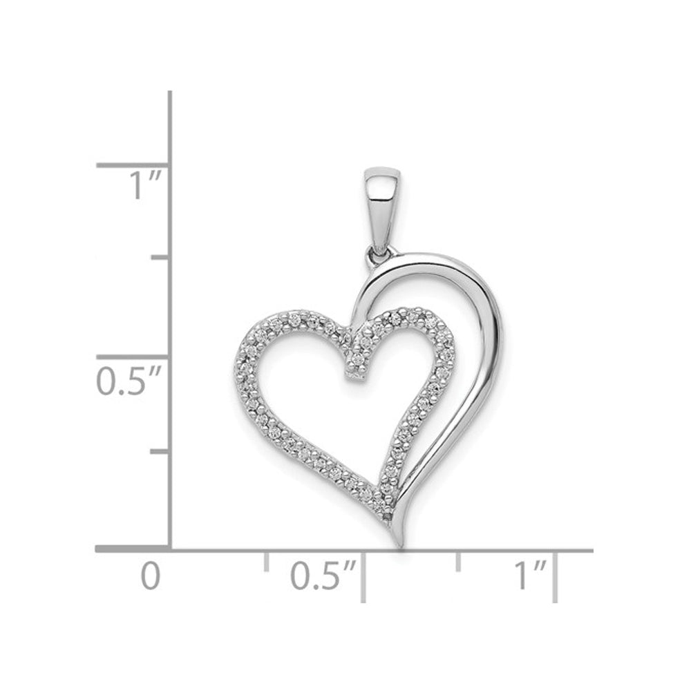 1/10 Carat (ctw) Diamond Heart Pendant Necklace in 14K White Gold with Chain Image 2