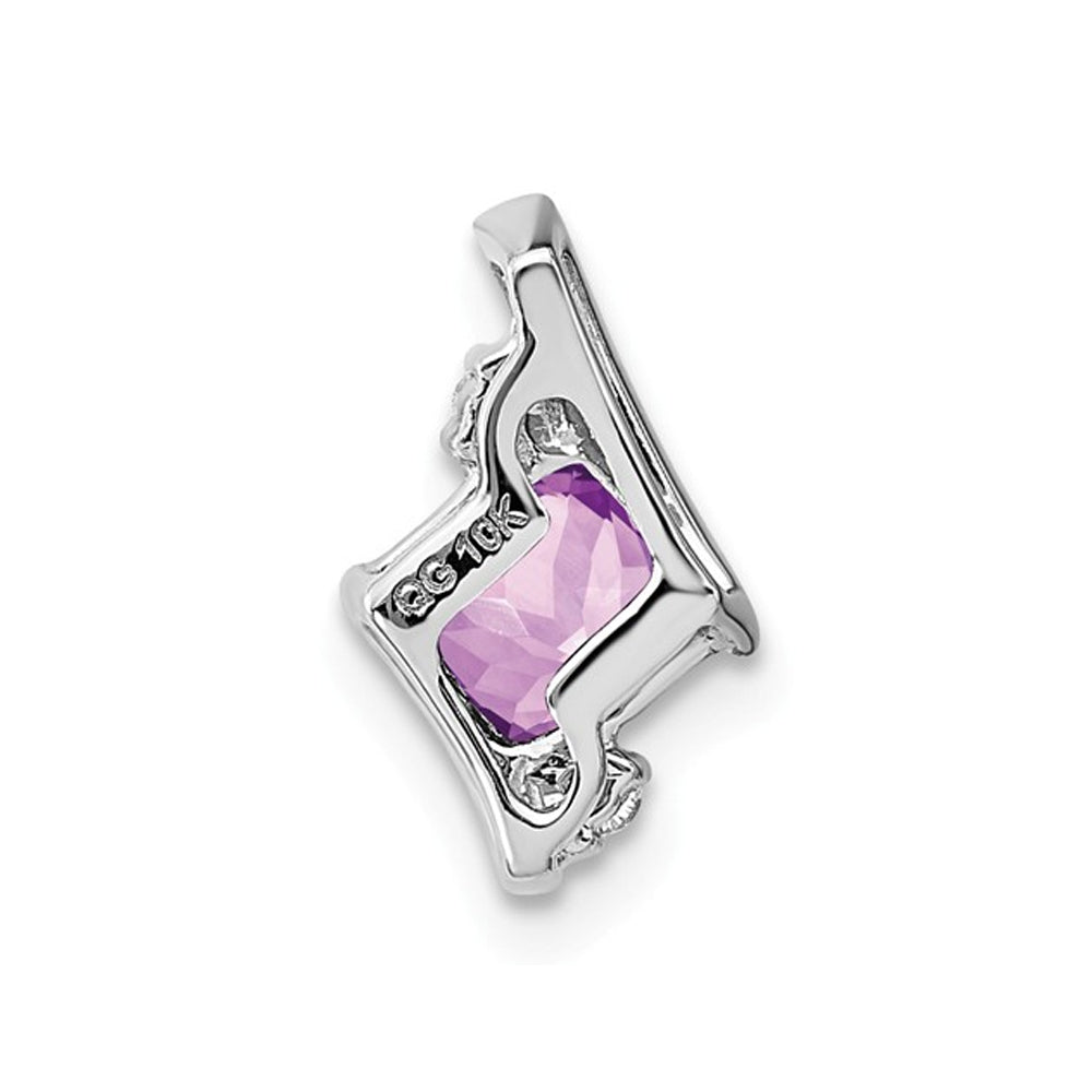 2/5 Carat (ctw) Amethyst Pendant Necklace in 10K White Gold with Chain Image 2