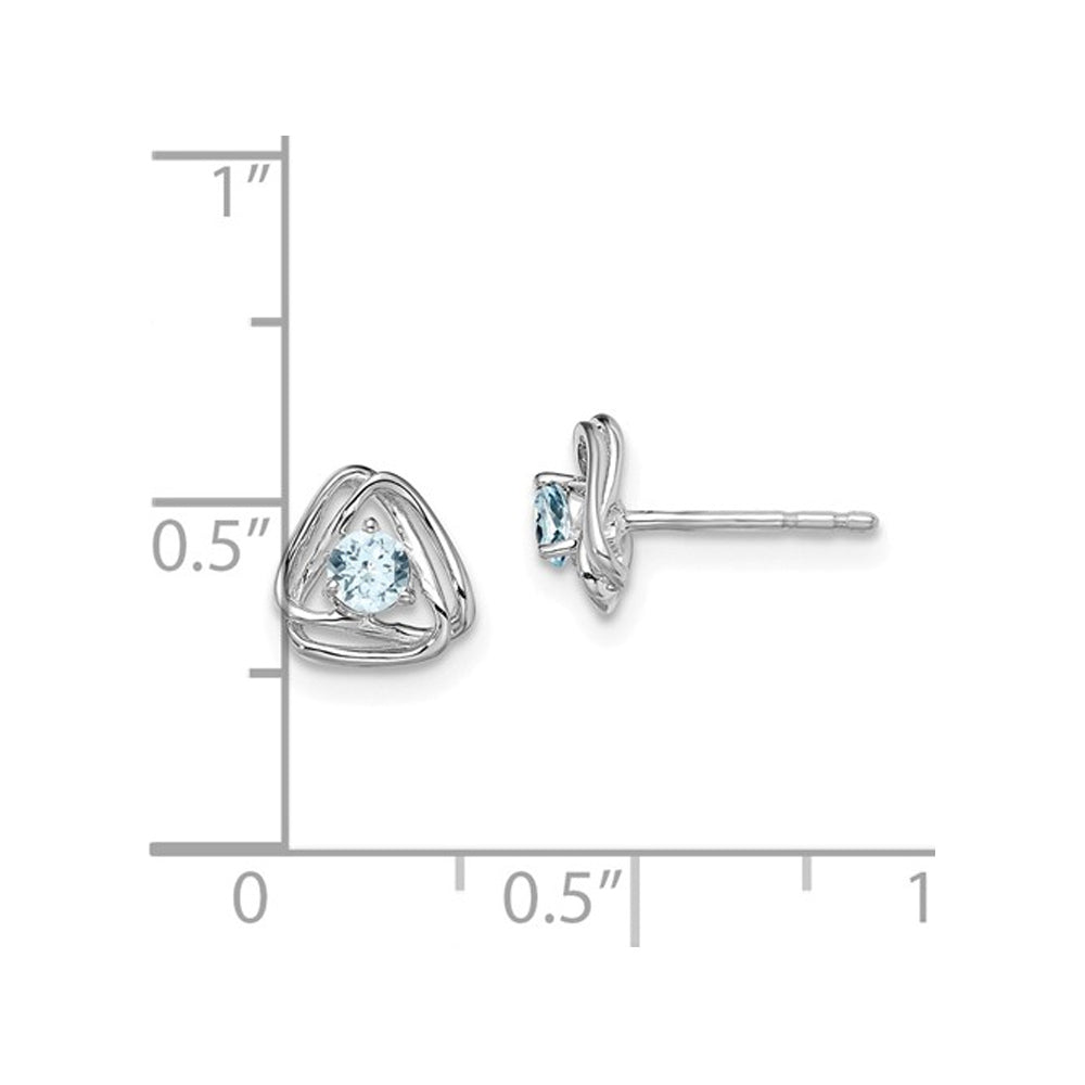 1/5 Carat (ctw) Natural Solitaire Aquamarine Post Earrings in 14K White Gold Image 2