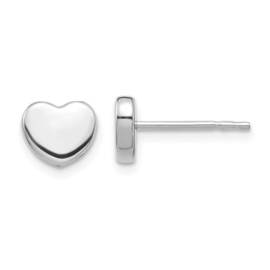 Heart Post Earrings in Polished 14K White Gold Image 1