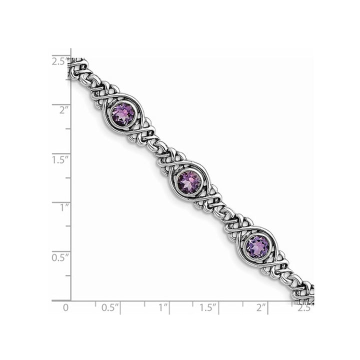 5.25 Carat (ctw) Amethyst Sterling Silver Rhodium Plated Bracelet Image 3