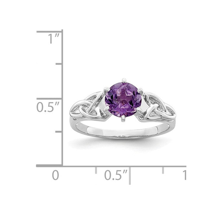 1.00 Carat (ctw) Amethyst Celtic Trinity Ring in Sterling Silver Image 3