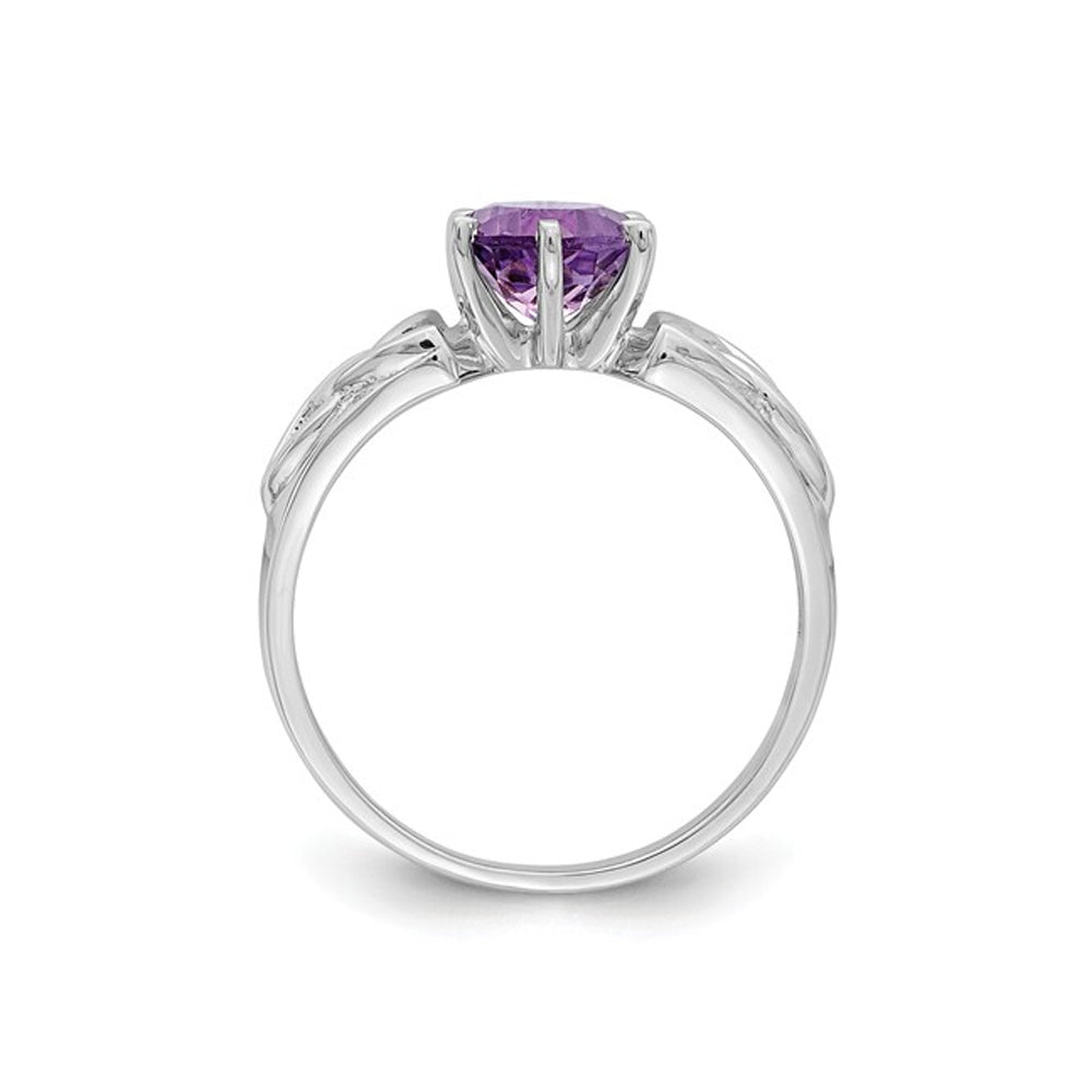 1.00 Carat (ctw) Amethyst Celtic Trinity Ring in Sterling Silver Image 4