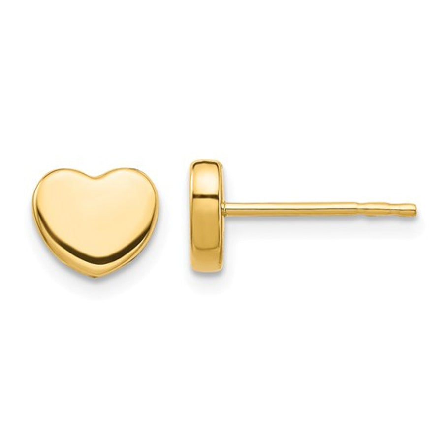 Heart Post Earrings in Polished 14K Yellow Gold Image 1