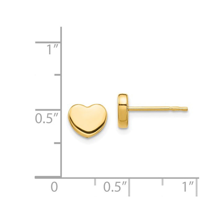 Heart Post Earrings in Polished 14K Yellow Gold Image 3