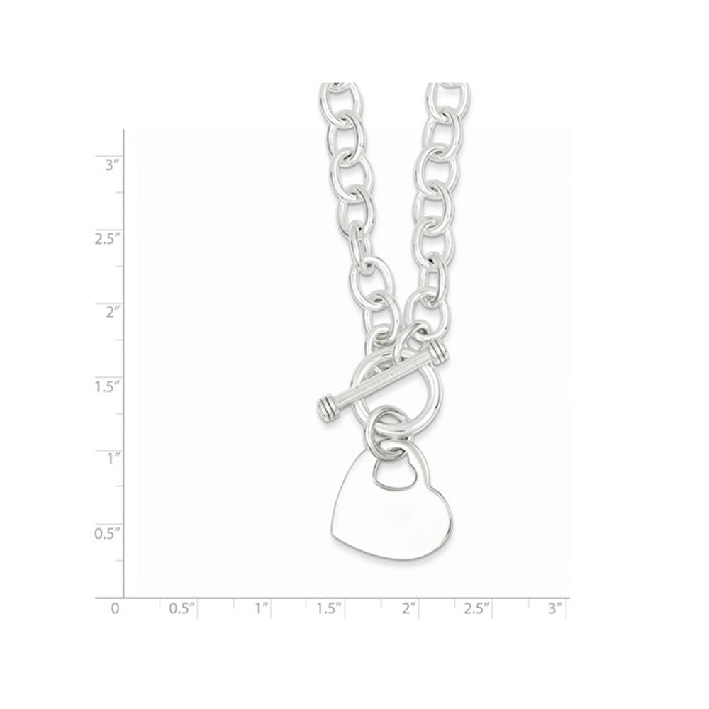 Sterling Silver Heart Charm Polished Toggle Bracelet Image 2