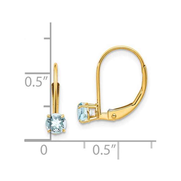 2/5 Carat (ctw) Natural Aquamarine Hoop Earrings in 14K Yellow Gold Image 3