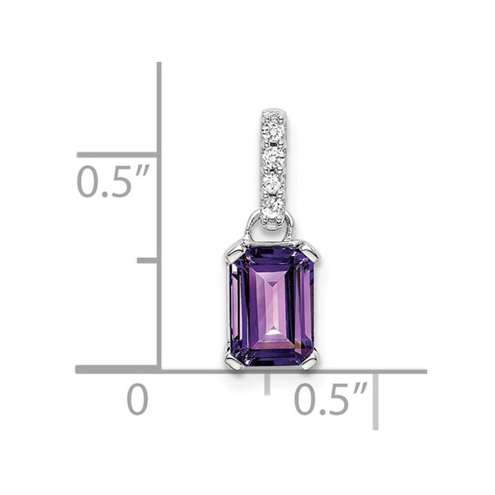 1.10 Carat (ctw) Emerald-Cut Amethyst Pendant Necklace in 10K White Gold with Chain Image 2