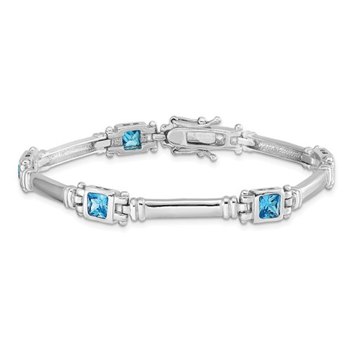 2.50 Carat (ctw) Swiss Blue Topaz Bracelet in Sterling Silver (7.50 Inches) Image 1