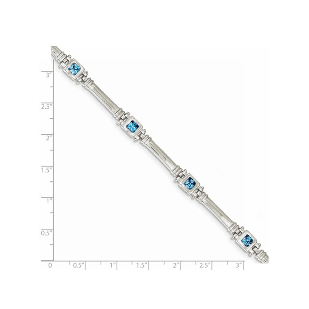 2.50 Carat (ctw) Swiss Blue Topaz Bracelet in Sterling Silver (7.50 Inches) Image 2