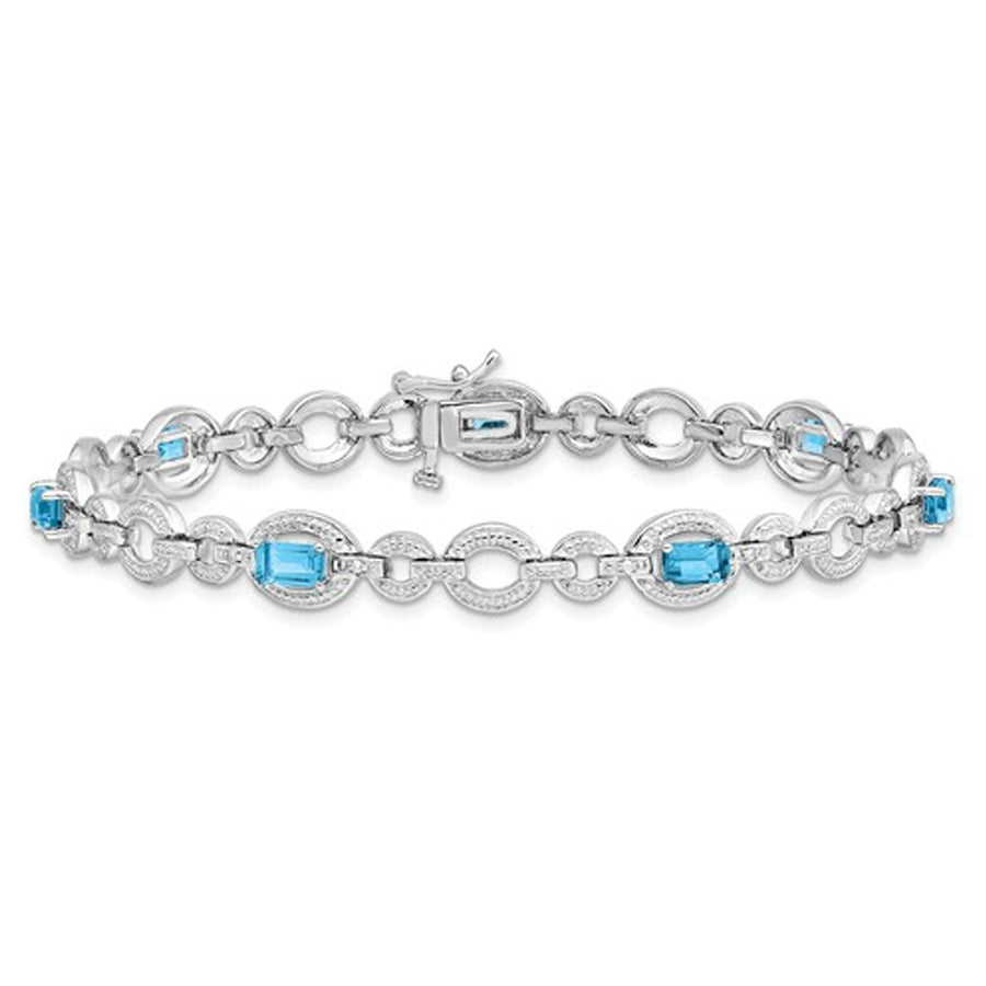 2.35 Carat (ctw) Swiss Blue Topaz Bracelet in Sterling Silver (7.50 Inches) Image 1