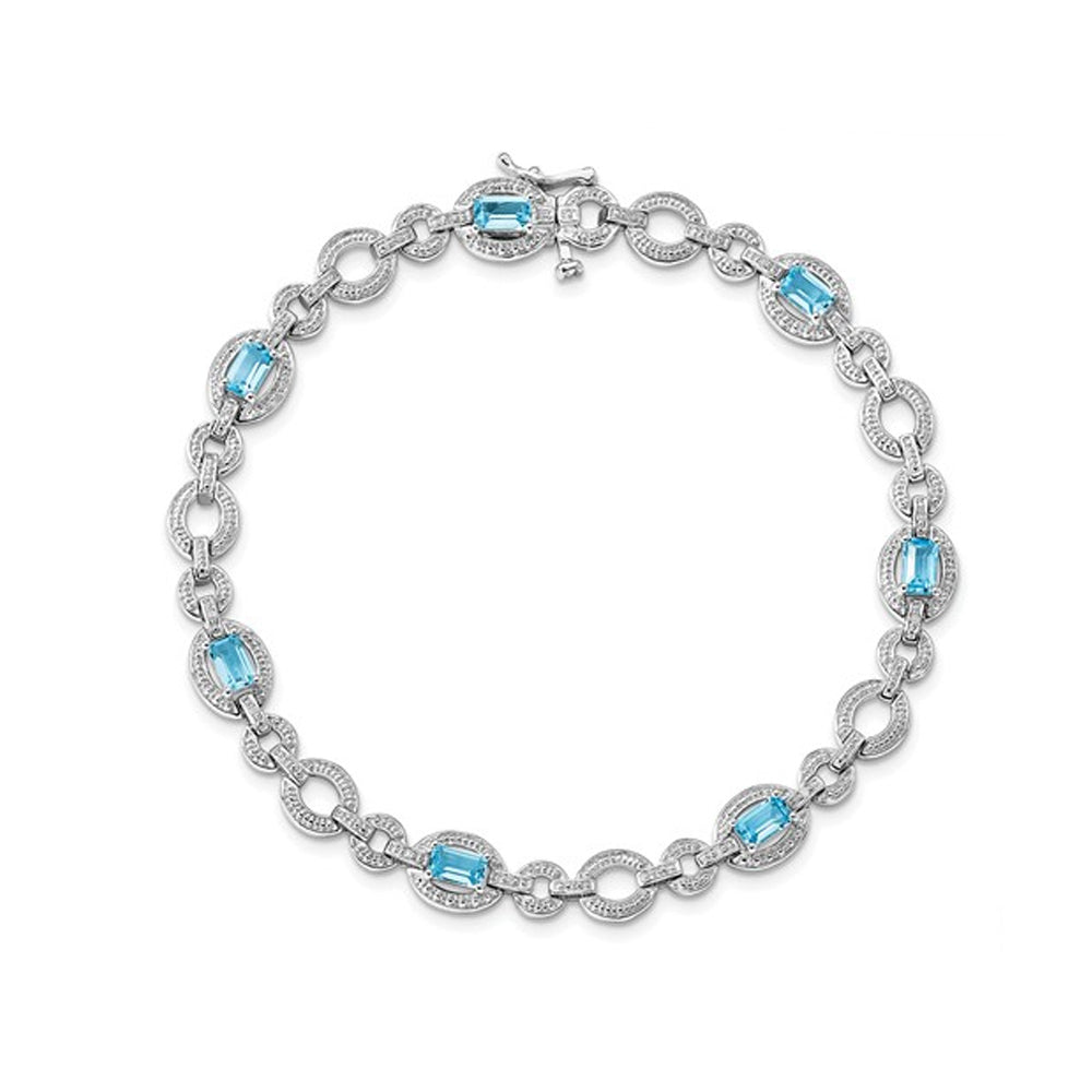 2.35 Carat (ctw) Swiss Blue Topaz Bracelet in Sterling Silver (7.50 Inches) Image 3