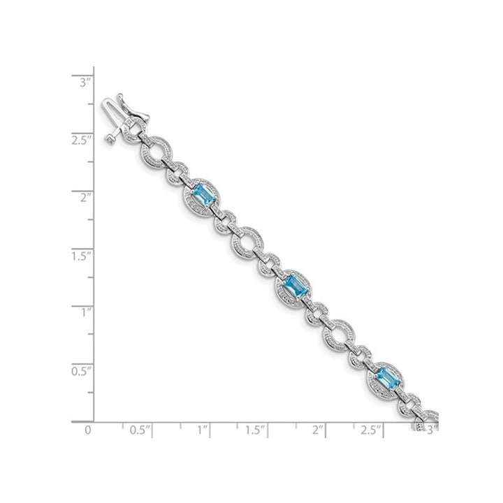 2.35 Carat (ctw) Swiss Blue Topaz Bracelet in Sterling Silver (7.50 Inches) Image 4