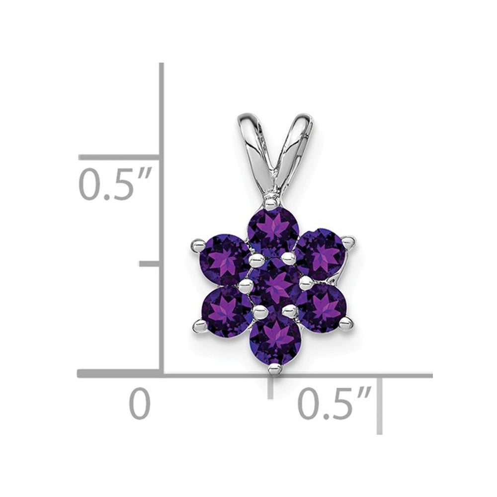 Amethyst Flower Pendant Necklace in 14K White Gold 7/10 Carat (ctw) Image 2