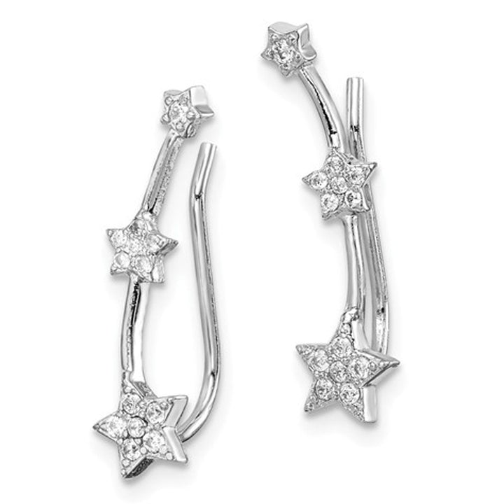 Sterling Silver Star Climber Earrings with Cubic Zirconia (CZ) (CZ) Image 2