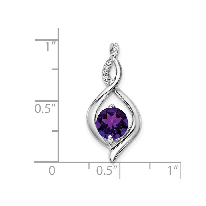 1.00 Carat (ctw) Natural Amethyst Infinity Pendant Necklace in 14K White Gold with Chain Image 3