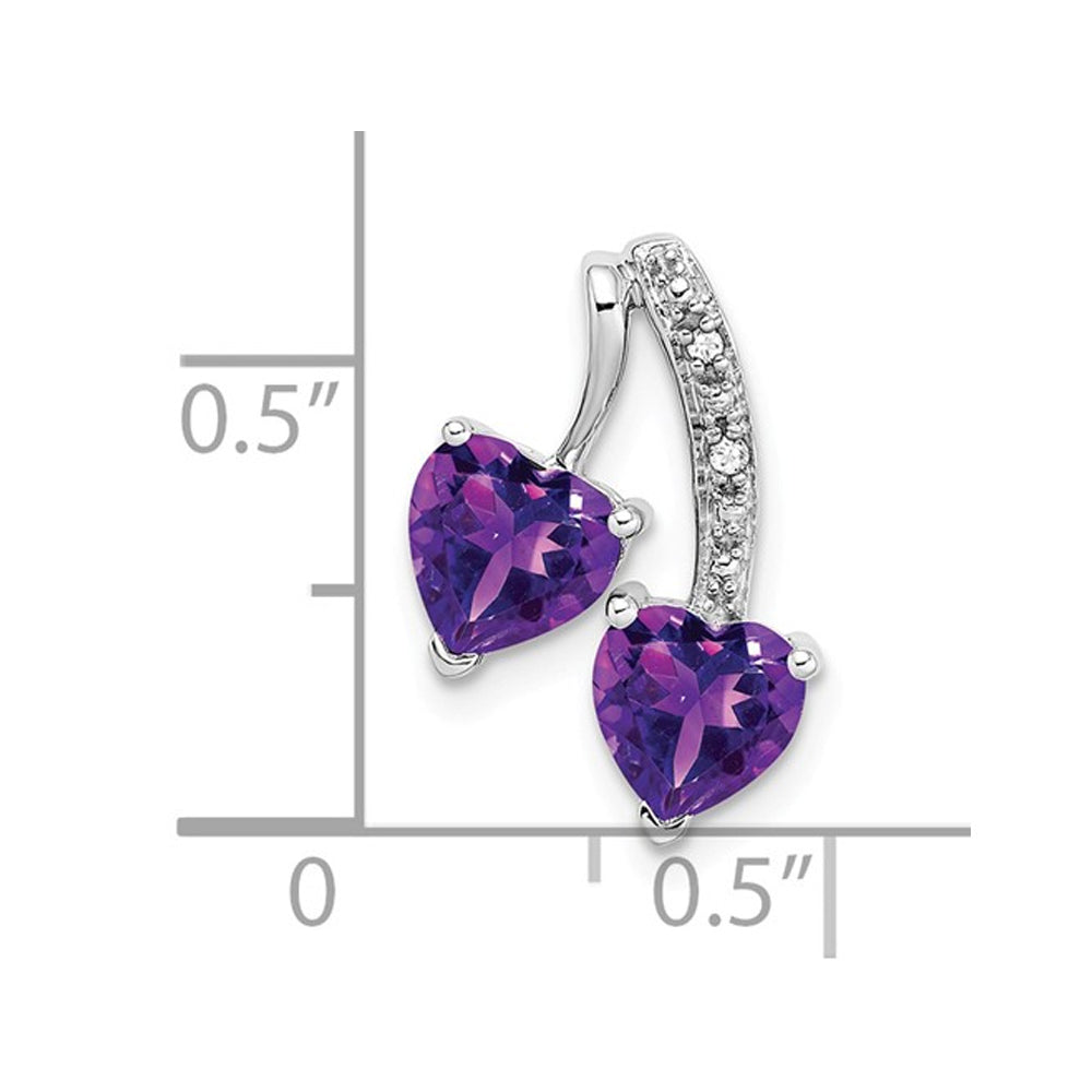 1.50 Carat (ctw) Natural Amethyst Double Heart Pendant Necklace in 14K White Gold with Chain Image 2