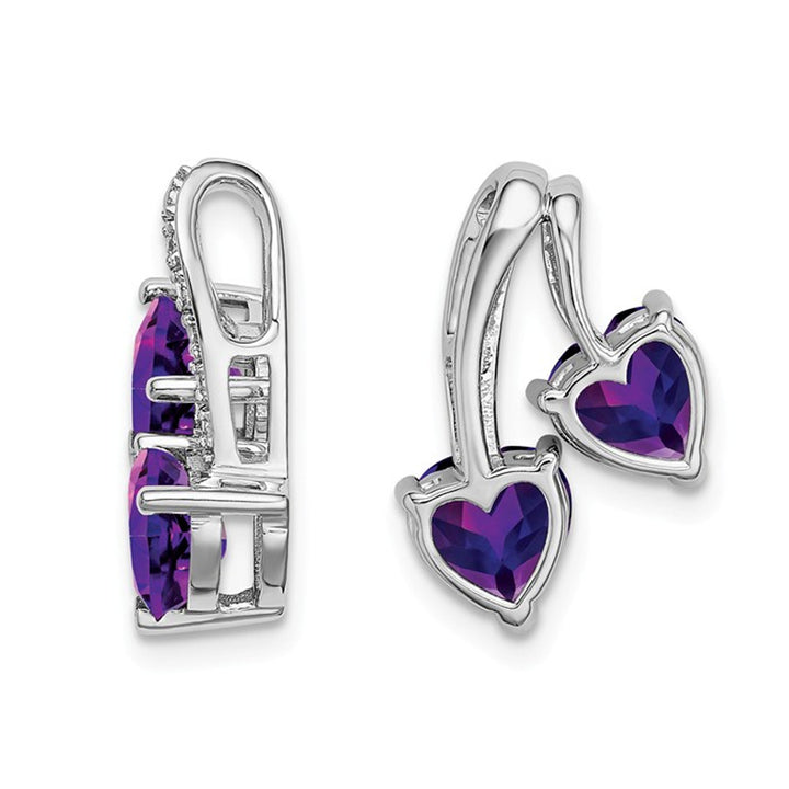 1.50 Carat (ctw) Natural Amethyst Double Heart Pendant Necklace in 14K White Gold with Chain Image 3