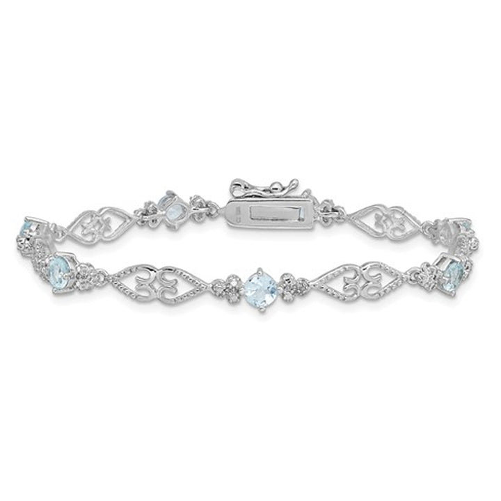 Sterling Silver Rhodium Plated 1.75 Carat (ctw) Aquamarine Bracelet Image 1