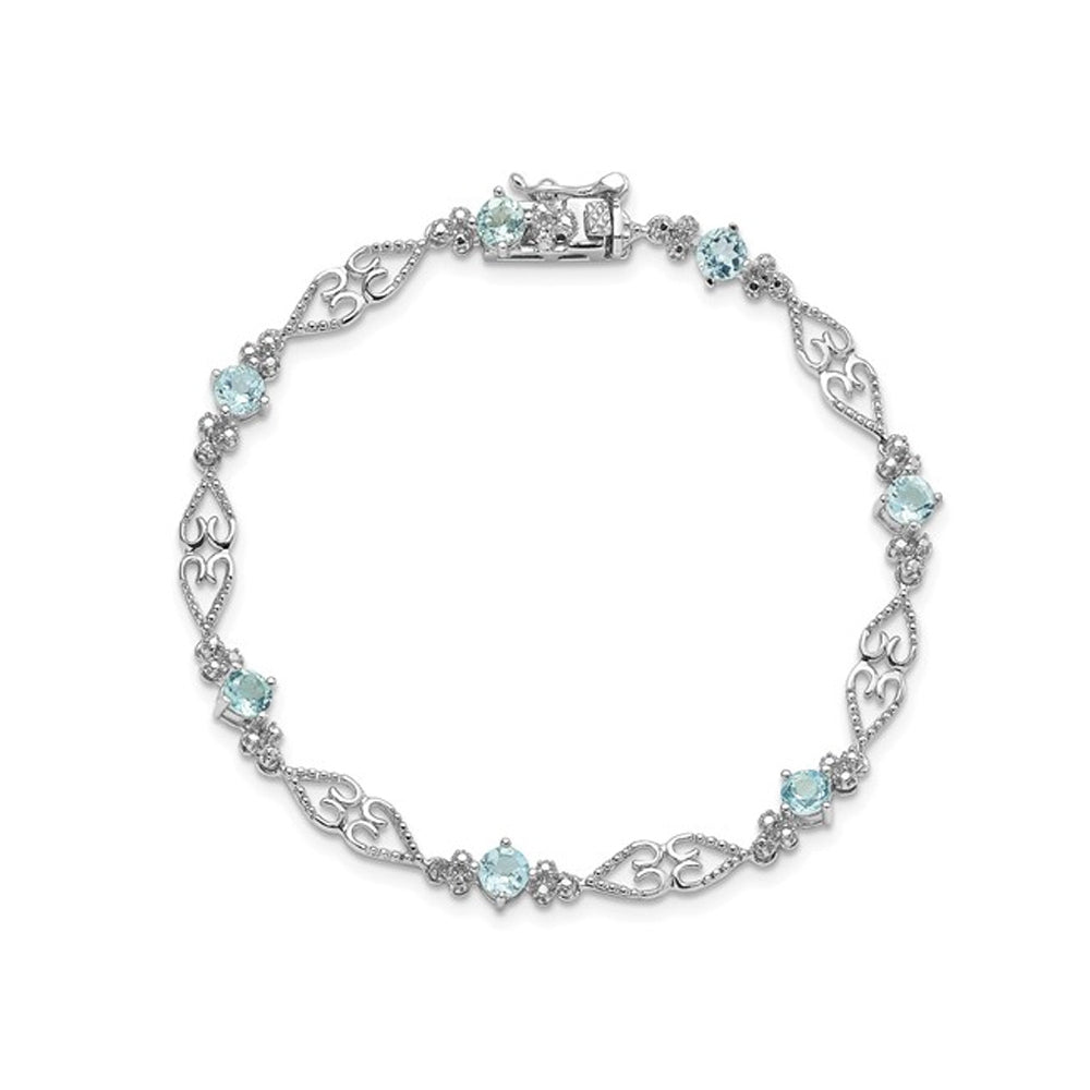 Sterling Silver Rhodium Plated 1.75 Carat (ctw) Aquamarine Bracelet Image 2