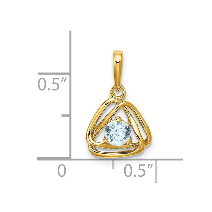 1/4 Carat (ctw) Natural Aquamarine Dangle Pendant Necklace in 14K Yellow Gold with Chain Image 2