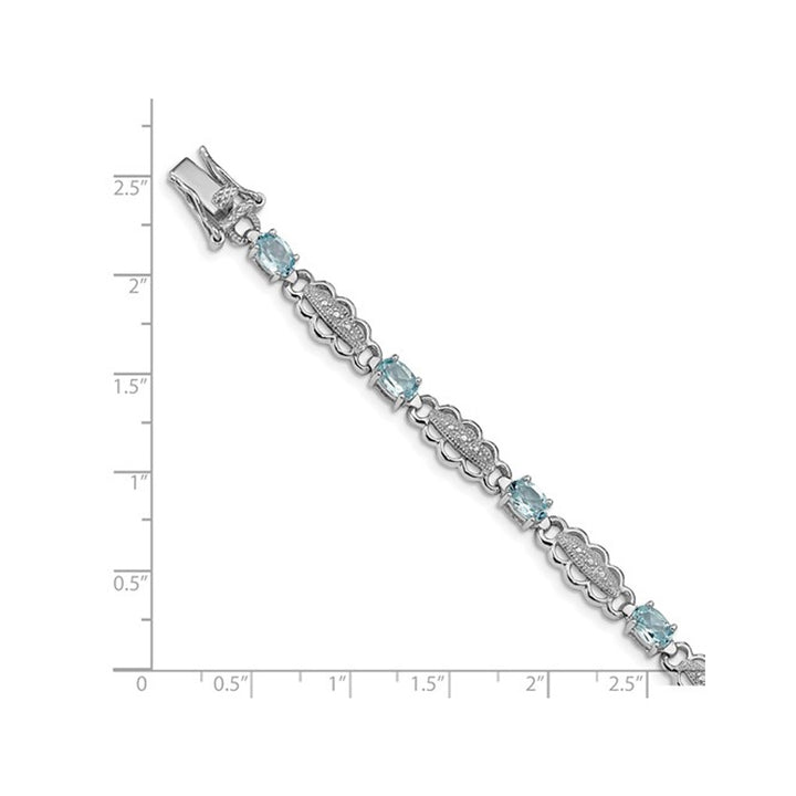 4.40 Carat (ctw) Aquamarine Bracelet in Rhodium Plated Sterling Silver Image 2