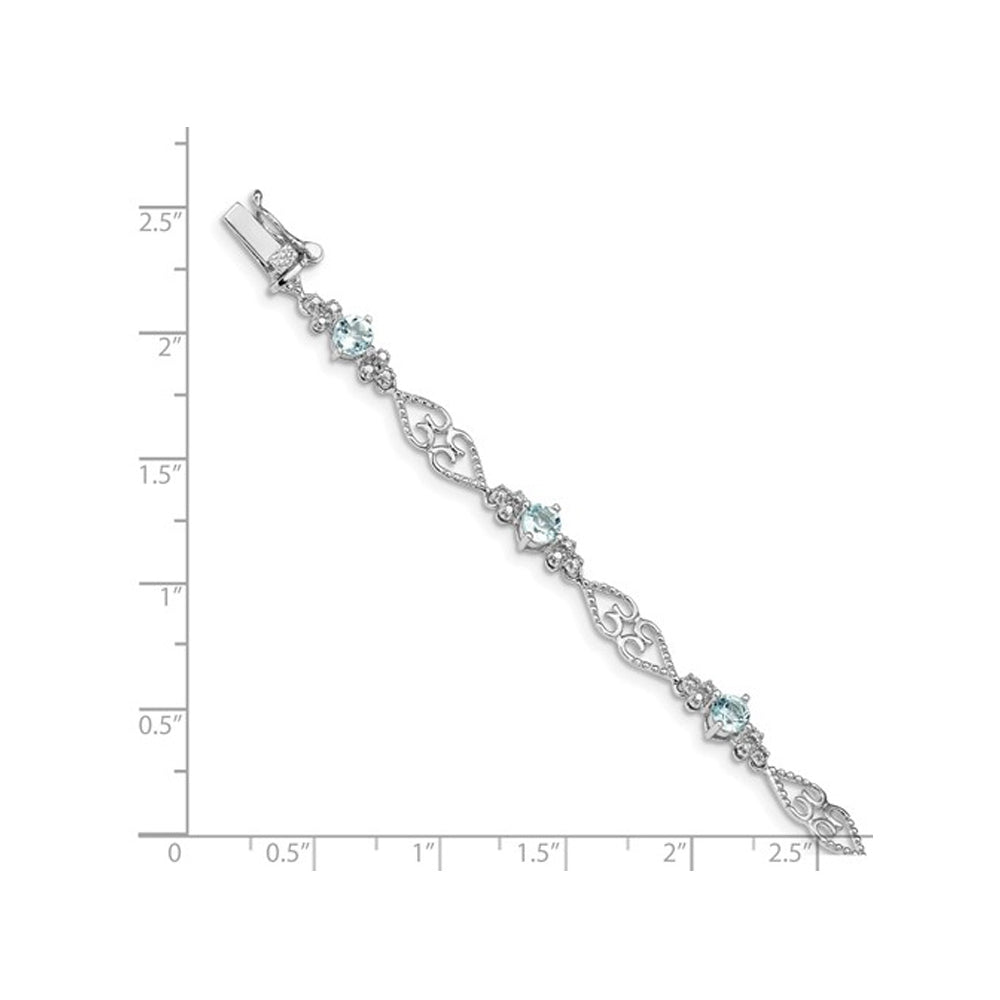 Sterling Silver Rhodium Plated 1.75 Carat (ctw) Aquamarine Bracelet Image 3