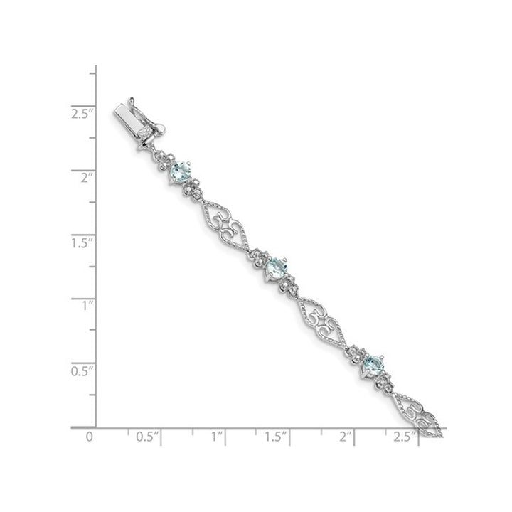 Sterling Silver Rhodium Plated 1.75 Carat (ctw) Aquamarine Bracelet Image 3