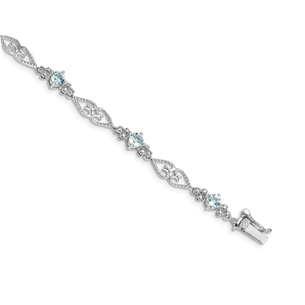 Sterling Silver Rhodium Plated 1.75 Carat (ctw) Aquamarine Bracelet Image 4