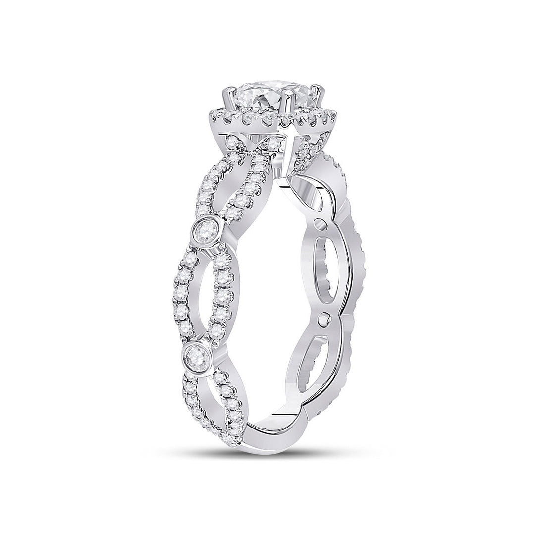 1.29 Carat (ctw G-HI1-I2) Cushion-Cut Diamond Engagement Ring in 14K White Gold Image 3