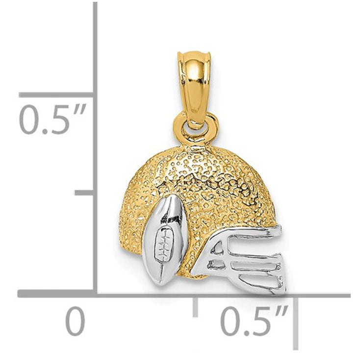 14K Yellow Gold Football Helmet Pendant with Chain Image 2