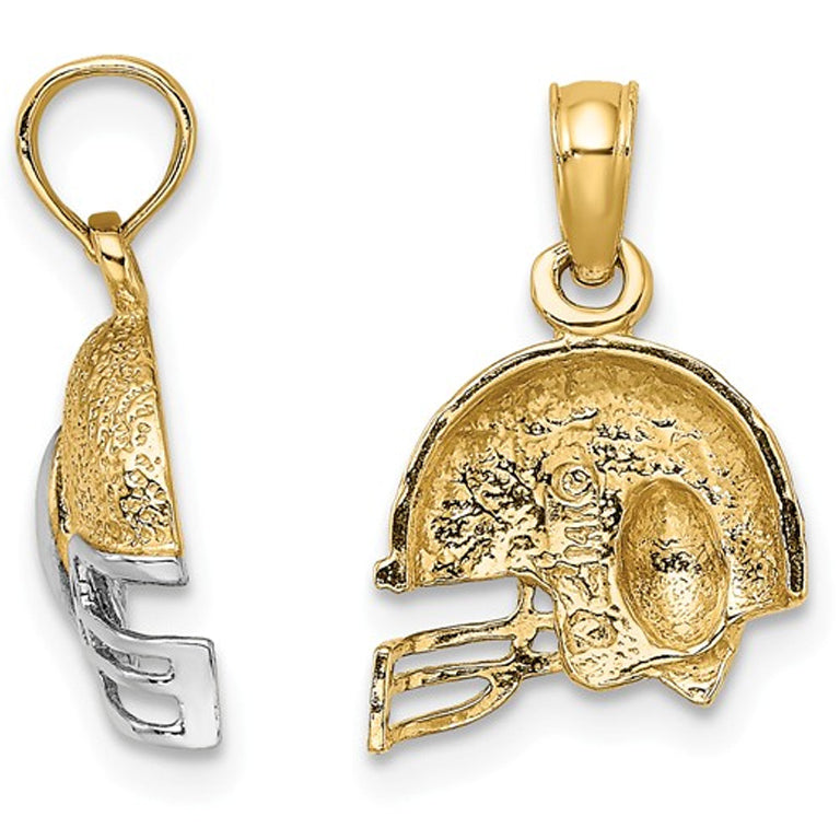 14K Yellow Gold Football Helmet Pendant with Chain Image 3