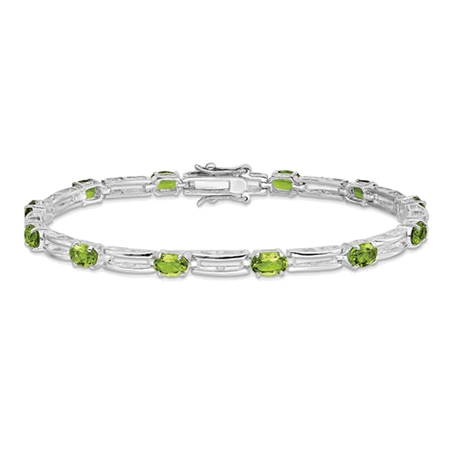 5.85 Carat (ctw) Natural Peridot Bracelet in Sterling Silver Image 1