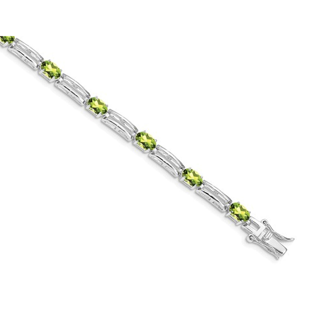 5.85 Carat (ctw) Natural Peridot Bracelet in Sterling Silver Image 3