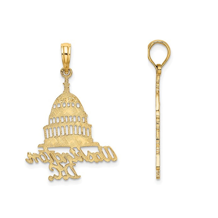 Washington DC Captial Building Pendant Necklace in 14K Yellow Gold with Chain Image 3