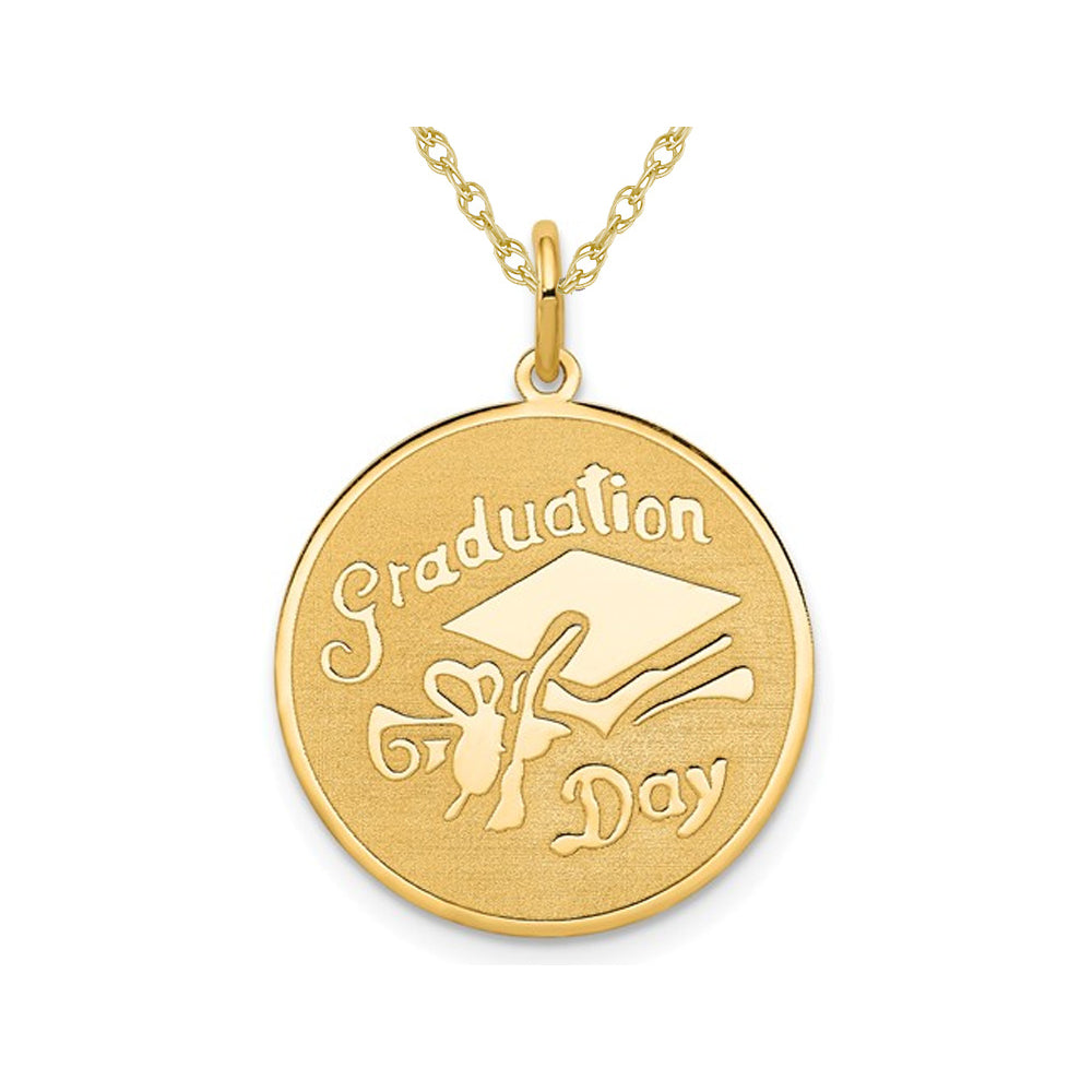 Graduation Day Disc Charm Pendant Necklace in 14K Yellow Gold with Chain Image 1