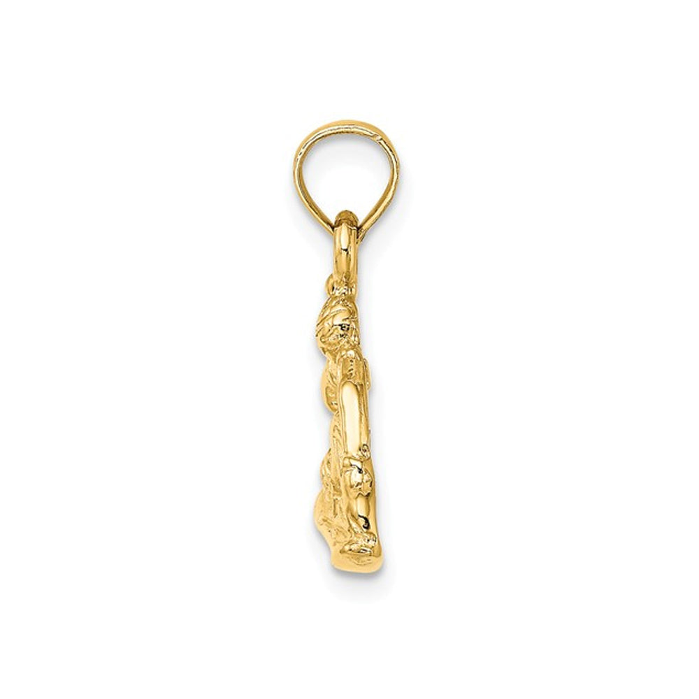 14K Yellow Gold Snowboarder Charm Pendant Necklace with Chain Image 2