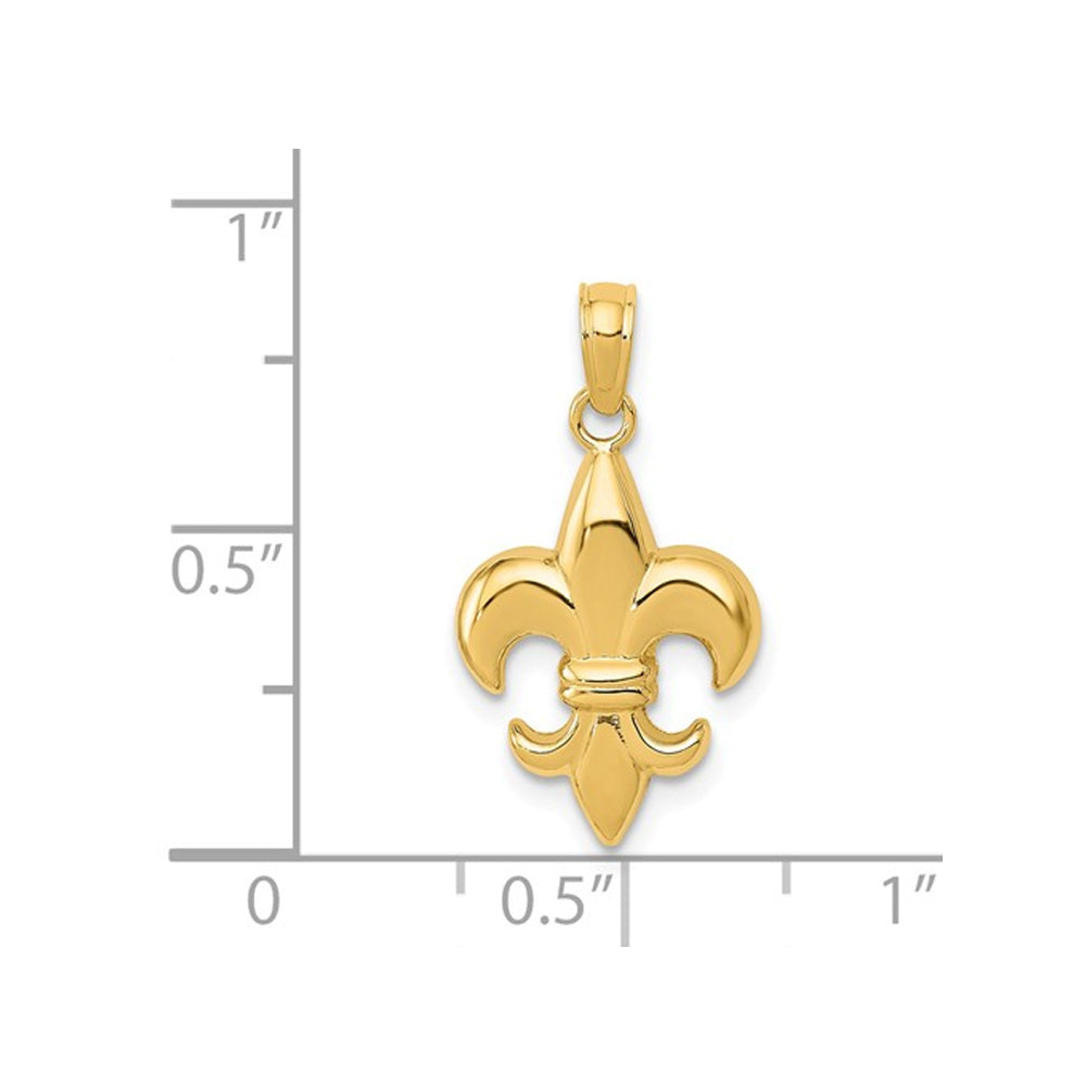 Fleur De Lis Pendant Necklace in 14K Yellow Gold with Chain Image 3