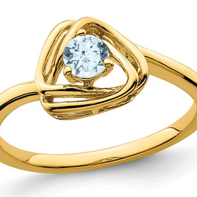 1/4 carat (ctw) Aquamarine Ring in 14K Yellow Gold Image 1