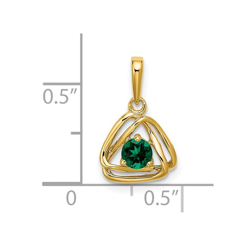 1/4 Carat (ctw) Lab-Created Emerald Pendant Necklace in 14K Yellow Gold with Chain Image 2