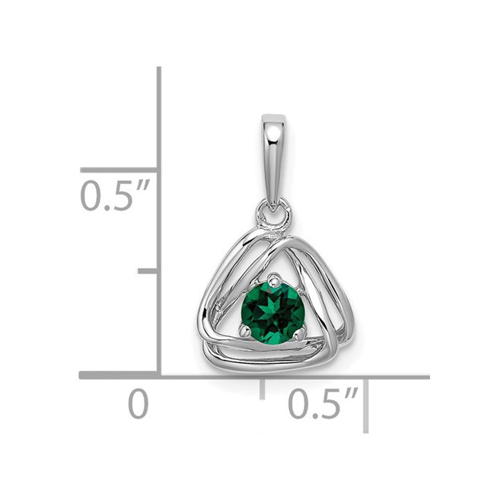 1/4 Carat (ctw) Lab Created Emerald Pendant Necklace in 14K White Gold with Chain Image 2
