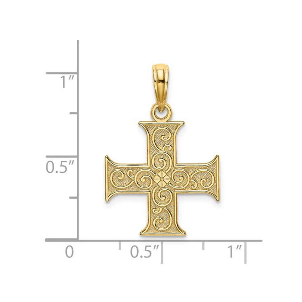 14K Yellow Gold Greek Cross Pendant Necklace with Chain Image 2