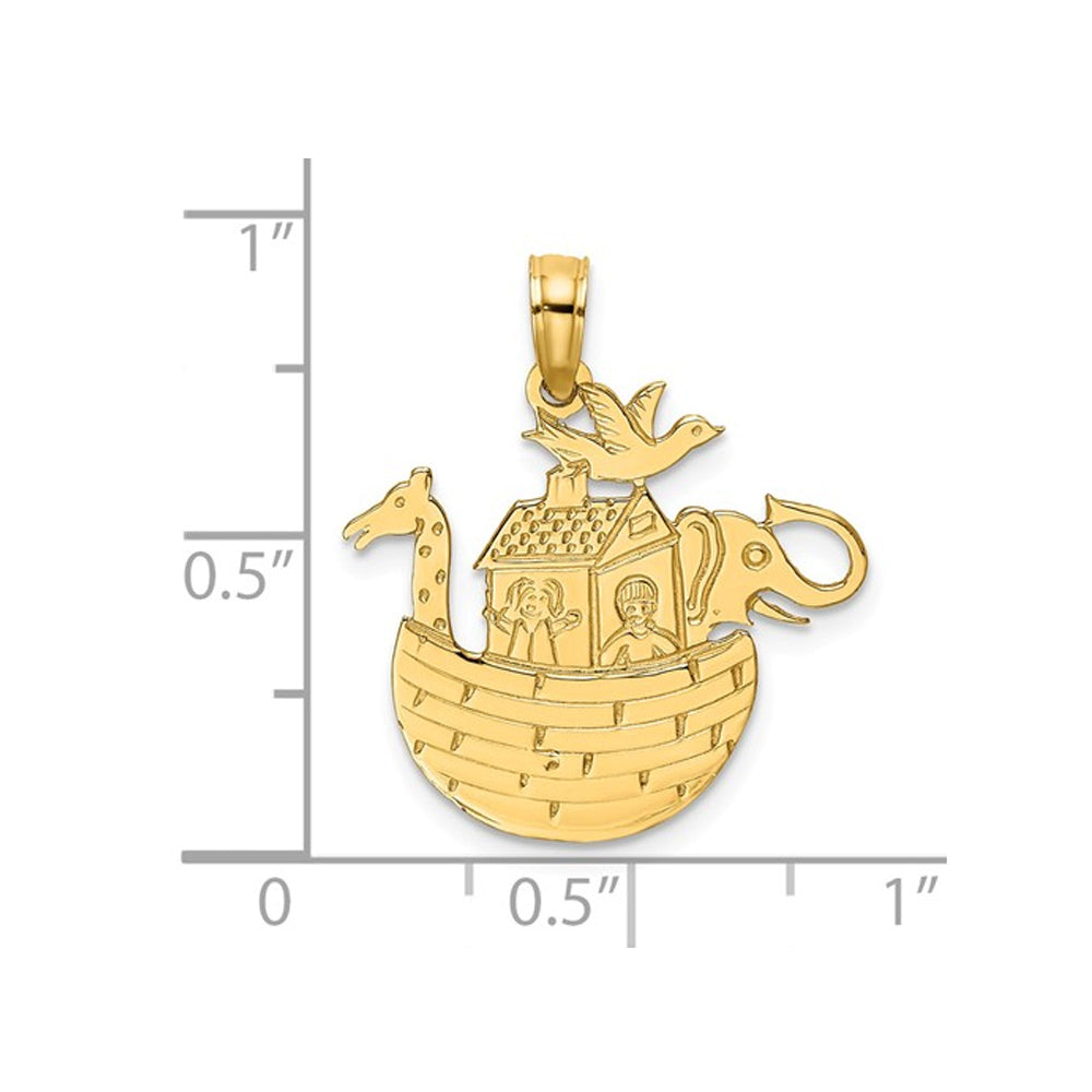 14K Yellow Gold Noahs Ark Charm Pendant Necklace with Chain Image 2