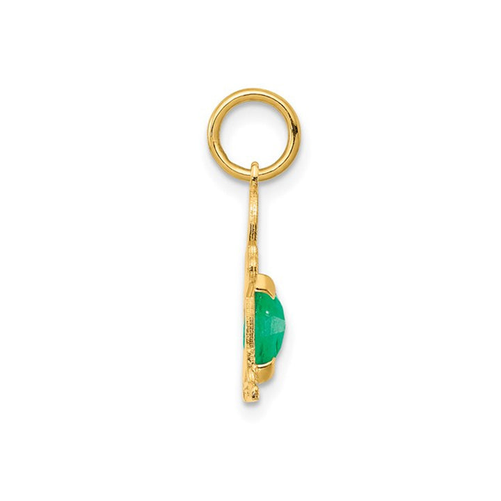 2/5 Carat (ctw) Emerald Boy Charm Pendant Necklace in 14K Yellow Gold with Chain Image 2