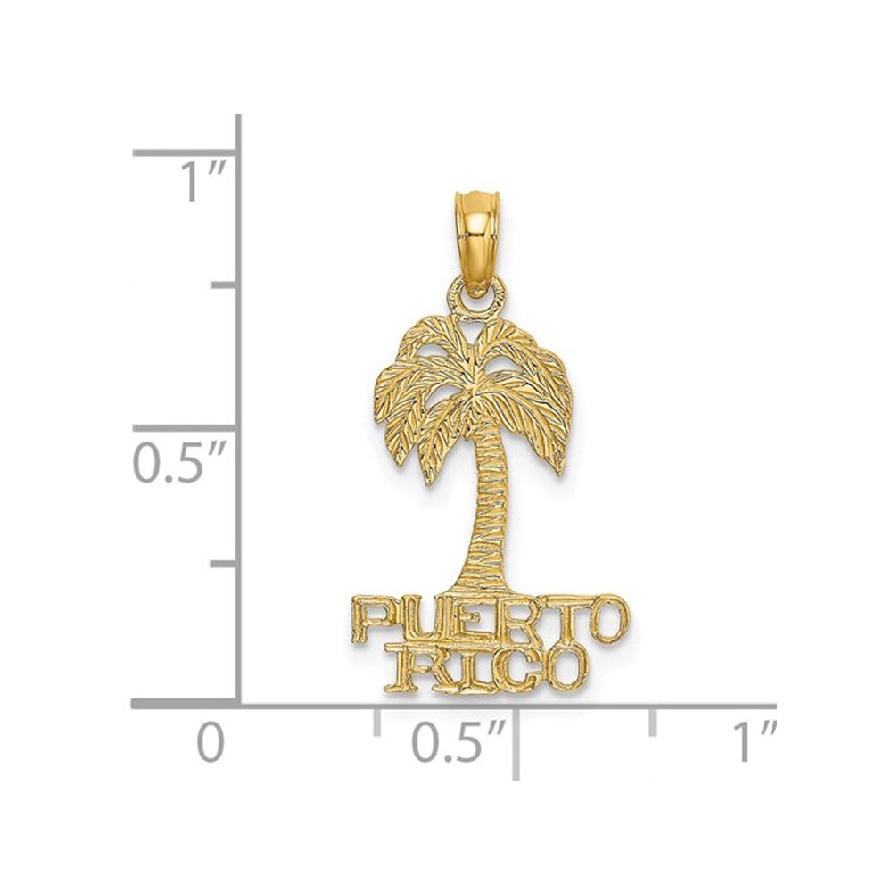 PUERTO RICO Under Palm Tree Charm Pendant Necklace in 14K Yellow Gold with Chain Image 2