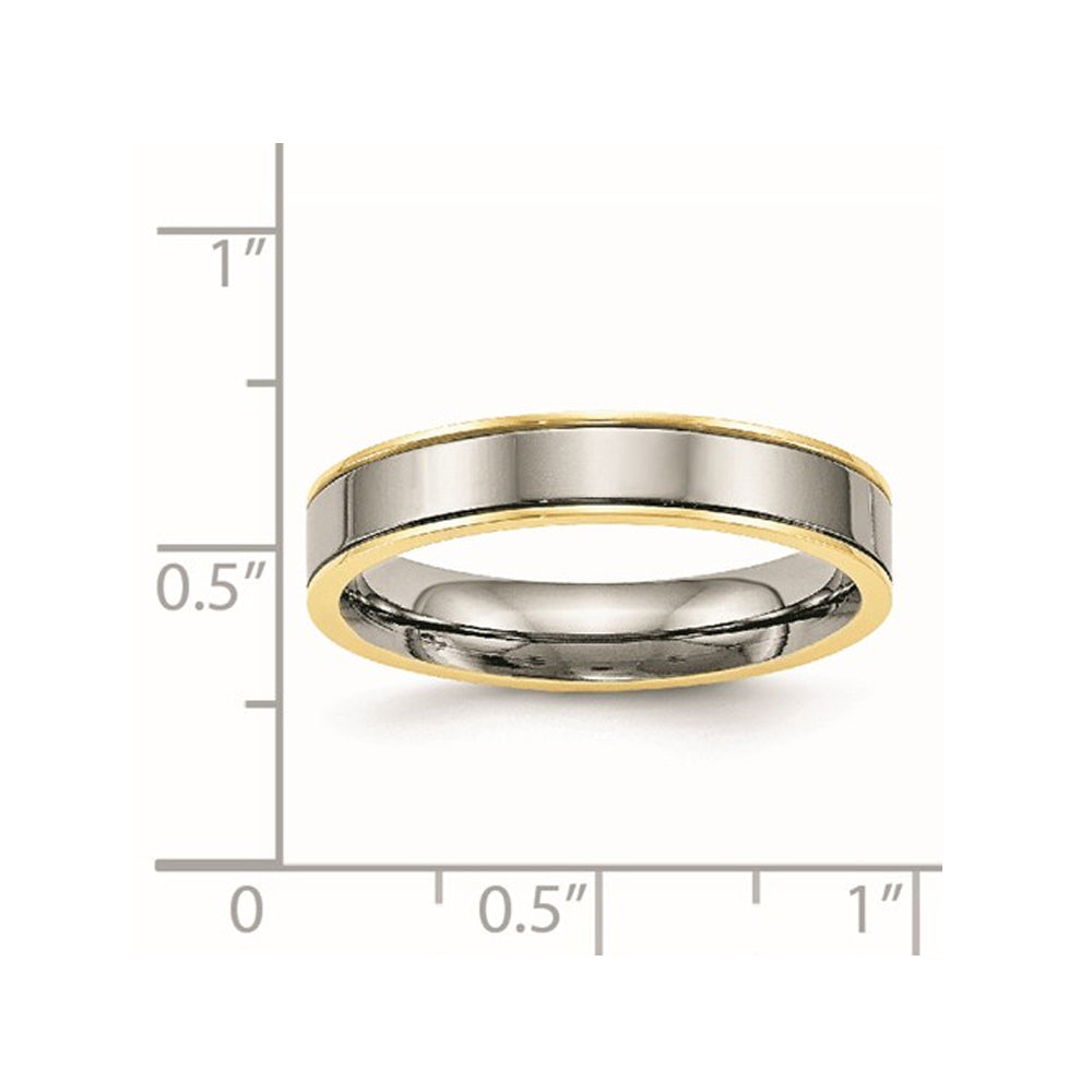 Ladies or Mens 5mm Titanium Yellow Plated Comfort Fit Wedding Band Ring Image 2