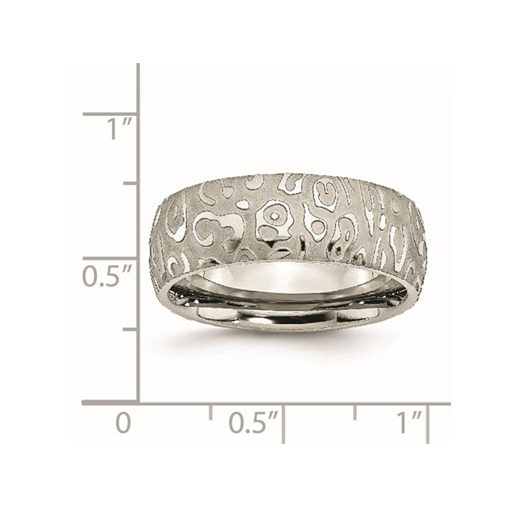 Mens 8mm Titanium Brushed and Polished Band Ring Image 2